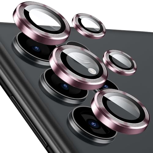 Kameraschutz für Samsung Galaxy S25 Ultra, [1 Set ] 9H Gehärtetes Glas Individuelle Metallring Abdeckung Schutzglas, Einfache Installation Tablett, HD Klar (Roségold, Galaxy S25 Ultra) von KUXNGUYI