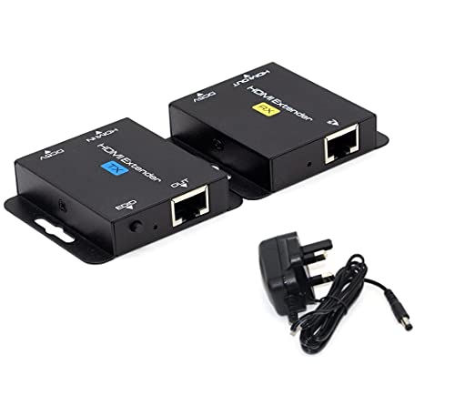HDMI-Extender 60 m mit POC 1080p @ 60Hz 3D HDMI Repeater (TX und RX) RJ45 auf HDMI Konverter Transfer Single von Cat5e/Cat6/Cat7/Cat8 OFC Kabel mit 5 V Netzadapter von KUYIA
