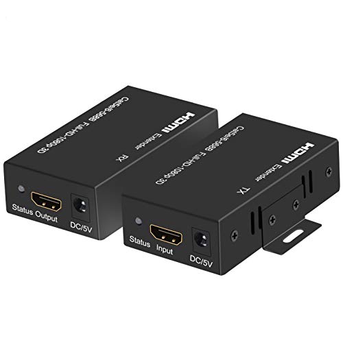 KUYIA HDMI Extender 50.0 m/50M 1080P @ 60Hz 3D HDMI Repeater (TX und RX) EDID RJ45 zu HDMI Konverter Adapter Transfer Single von Cat5e/Cat6/Cat7/Cat8 Kabel mit Netzteil von KUYIA