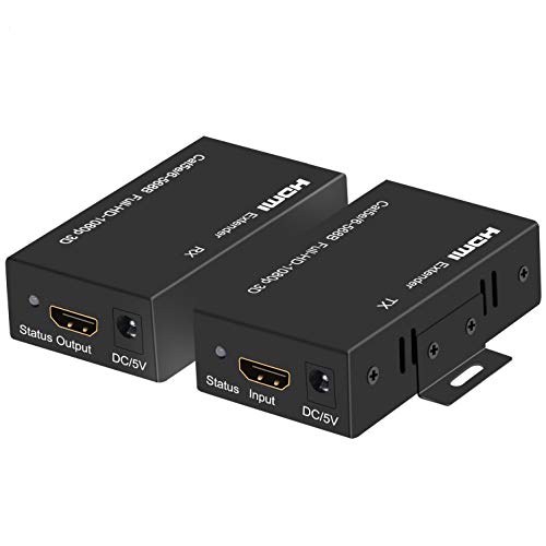 KUYIA HDMI-Verlängerung, 50 m, 1080P @ 60 Hz, 3D-HDMI-Repeater (TX und RX), EDID RJ45 auf HDMI-Konverter, Adapter, Transfer, einzeln von Cat5e/Cat6/Cat7/Cat8 Kabel mit Netzadapter von KUYIA