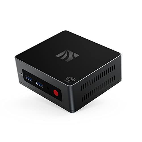 KUYIA Mini PC Powered by J4125 Quad Core 8GB DDR4/128GB M.2 SATA SSD Mini Desktop Computer for Home Office Business Game Study Support 4K@30Hz Dual HDMI WiFi-5 HDD Extension von KUYIA