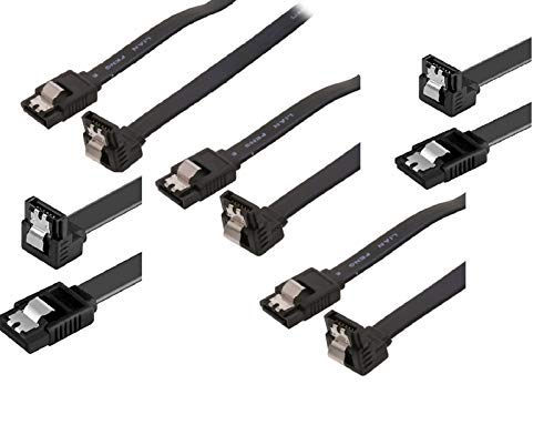 KUYiA SATA Kabel (5 Pack),Gerade zu 90 Grad Recht Abgewinkelt Datenkabel, 6Gbit/s Schnelle Datenübertragung für HDD SSD CD-Treiber mit Type L von KUYIA