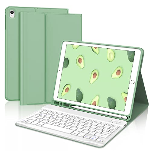 KVAGO Italienische Tastaturhülle für iPad 10,2 Zoll 9a/8a/7. Generation, Tastatur für iPad 10,2 Zoll 2021/2020/2019/iPad Air 3/iPad Pro 10,5 Zoll, abnehmbare Bluetooth-Tastatur, magnetisch, hellgrün von KVAGO