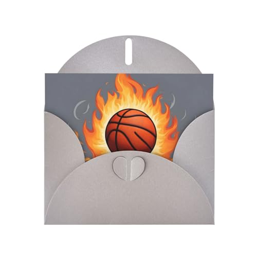 Gray KVCBUYK Basketball On Fire Prints Grußkarte aus hochwertigem Perlglanz-Papier für verschiedene Anlässe von KVCBUYK