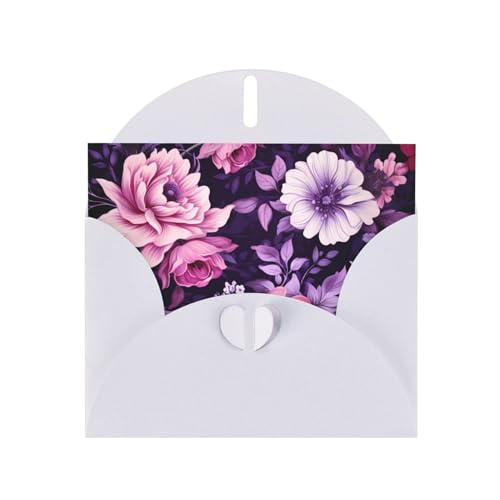 Weiße KVCBUYK rosa und lila Blumendrucke Grußkarte aus hochwertigem Perlglanz-Papier für verschiedene Anlässe von KVCBUYK