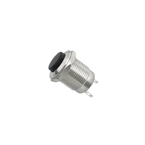 1 stücke 12mm Wasserdicht Momentary Hohe Runde Metall Push Button Schalter Auto Starten Horn Lautsprecher Glocke Automatische Reset(Black) von KVKITKLW