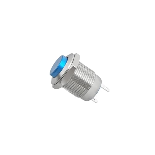1 stücke 12mm Wasserdicht Momentary Hohe Runde Metall Push Button Schalter Auto Starten Horn Lautsprecher Glocke Automatische Reset(Blue) von KVKITKLW