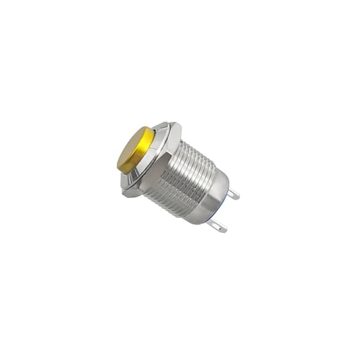 1 stücke 12mm Wasserdicht Momentary Hohe Runde Metall Push Button Schalter Auto Starten Horn Lautsprecher Glocke Automatische Reset(Golden) von KVKITKLW