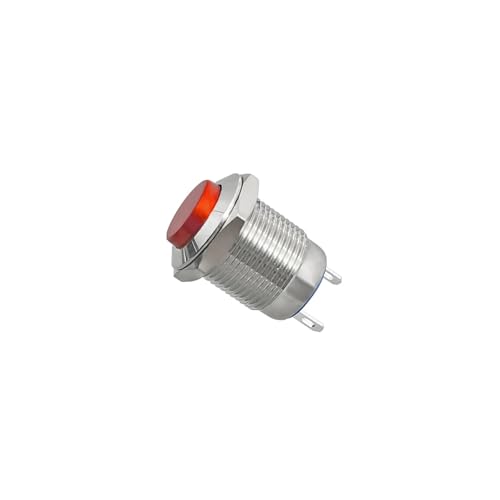 1 stücke 12mm Wasserdicht Momentary Hohe Runde Metall Push Button Schalter Auto Starten Horn Lautsprecher Glocke Automatische Reset(Red) von KVKITKLW