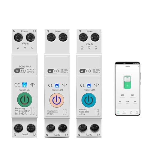1 stücke 63A 1P + N WIFI Smart Switch Energiezähler Kwh Überwachung Timer Relais MCB Smartlife Spannung stromschutz(TOB9-63T No metering,1-63A adjustable) von KVKITKLW