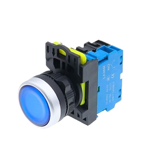 1 stücke LA36M Kunststoff Schalter Mit LED LA36M Flugzeug Momentary Push Button Power Self-Locking Starten 1NO/1NC beleuchtet Elektrische(Blue,2NO_MOMENTARY_110V) von KVKITKLW