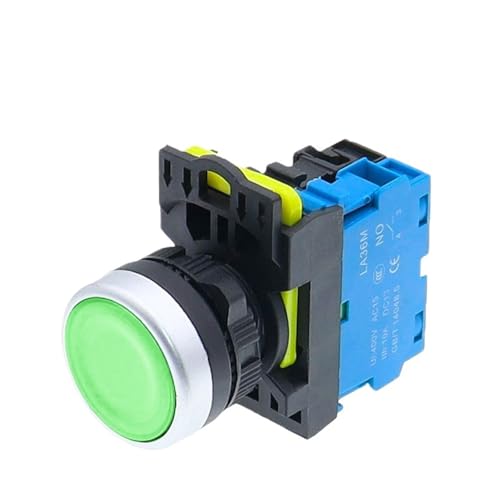 1 stücke LA36M Kunststoff Schalter Mit LED LA36M Flugzeug Momentary Push Button Power Self-Locking Starten 1NO/1NC beleuchtet Elektrische(Green,1NC_MOMENTARY_220V-380V(220V)) von KVKITKLW
