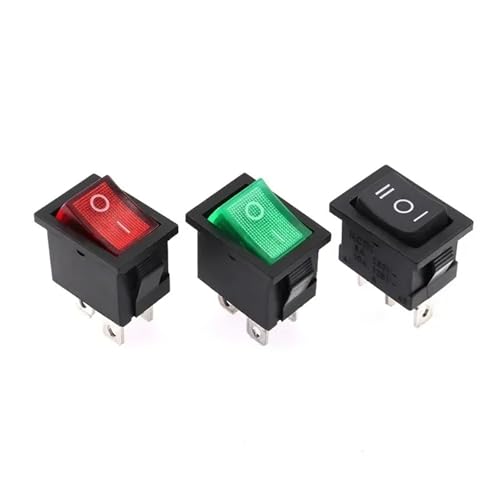 10 Stücke KCD1 2/3/4Pin 15mm x 21mm EIN - AUS Boot Auto Netzschalter 6A 250V AC 10A 125V AC mit Rot Grün Kontrollleuchten(Red Light 3Pin,100 PCS) von KVKITKLW
