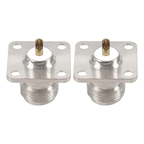 KVSERT 2 x N-Typ-RF-Koaxial-Stecker, 4-Loch-Panel-Halterung mit Lötbecher, silberfarben von KVSERT