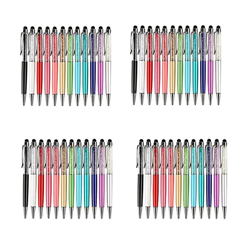 KVSERT 48 x Bling Bling 2-in-1 Slim Crystal Diamond Stylus Pen und Tinte Kugelschreiber (12 Farben) von KVSERT
