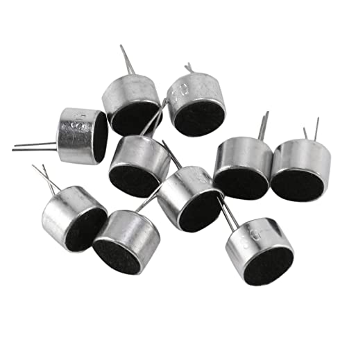 Mini-Mikrofon-Kapsel, Elektret-Kondensatormikrofon, 2-polig, silberfarben, Schwarz, 10 Stück von KVSERT