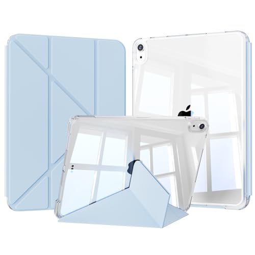 KVTVOU Hülle für iPad 11./10. Generation (2025/2022), Unterstützt zusammenklappbarer Y-förmiger Ständer, Verschiebbar Abnehmbar Transparente Abdeckung für iPad 10, Auto Wach/Schlaf, Hellblau von KVTVOU