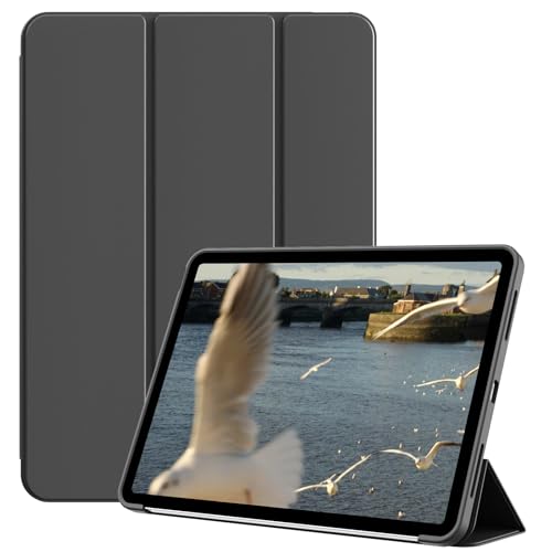 KVTVOU Hülle für iPad Air 11 Zoll (2025/2024, M3/M2), für iPad Air 5./4th Gen (10.9 Zoll, 2022/2020) ohne Stifthalter, Slim Trifold Stand Smart Cover & Soft TPU Rückseite, Auto Wake/Sleep, Schwarz von KVTVOU