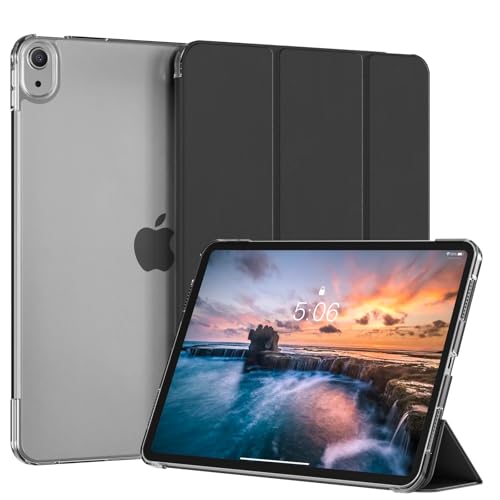 KVTVOU Hülle für iPad Air 11 Zoll (2025/2024, M3/M2), iPad Air 5./4th Gen 10.9 Zoll (2022/2020) ohne Stifthalter, Slim Hard PC Translucent Back Shell Schutzhülle, Auto Sleep/Wake, Schwarz von KVTVOU