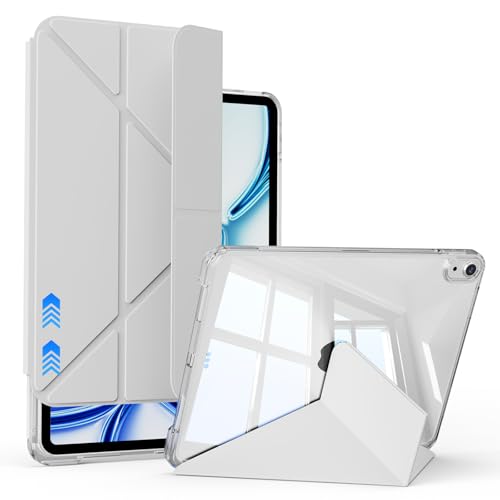 KVTVOU Hülle für iPad Air 11 Zoll 2024/2025, für iPad Air 5./4. Generation 10,9 Zoll, Unterstützt zusammenklappbarer Y-förmiger Ständer, Verschiebbar Abnehmbar Transparente Abdeckung, Grau von KVTVOU
