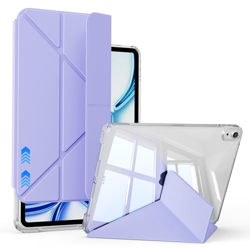KVTVOU Hülle für iPad Air 11 Zoll 2024/2025, für iPad Air 5./4. Generation 10,9 Zoll, Unterstützt zusammenklappbarer Y-förmiger Ständer, Verschiebbar Abnehmbar Transparente Abdeckung, Violett von KVTVOU