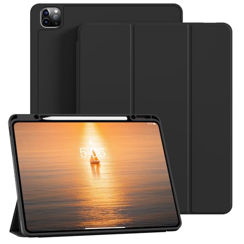 KVTVOU Hülle für iPad Air 13 Zoll (2025/2024, M3/M2), iPad Pro 12,9 Zoll (6th/5th Gen, 2022/2021) mit Stifthalter, Slim Smart Cover mit weicher TPU-Rückseite, unterstützt Touch ID & Auto Wake/Sleep von KVTVOU
