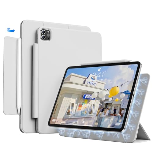 KVTVOU Hülle für iPad Pro 11 Zoll 4./3./2. Generation (2022/2021/2020), Unterstützen Pencil Aufladung, Magnetische Abnehmbarer Tragbar Hülle für iPad Pro 11 Zoll, Auto Schlaf/Aufwachen, Grau von KVTVOU