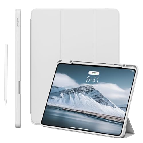 KVTVOU Hülle für iPad Pro 13 Zoll 7. Generation 2024 (M4), Leder Smart Trifold Halterung Ständer Schutzhülle mit Stifthalterür für iPad pro 7. Unterstützt Pencil-Aufladung, Auto Sleep/Wake, Grau von KVTVOU