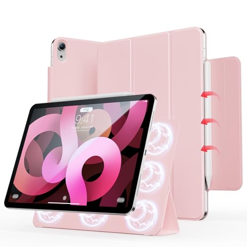 KVTVOU Hülle für iPad Air 11 Zoll 2025/2024 (M3/M2), iPad Air 5./4. Generation 2022/2020, leistungsstarke Magnetbefestigung, unterstützt Pencil Pro/USB-C, Faltbare Standhülle, Rosa von KVTVOU