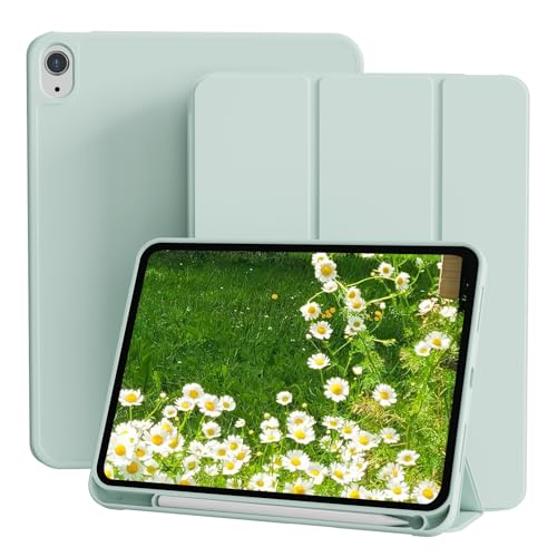 KVTVOU Schutzhülle für iPad (A16) 11. / 10. Generation (11/10,9 Zoll, 2025/2022) mit Stifthalter, schlanker dreifach faltbarer Ständer, Smart Cover & weiche TPU-Rückseite, automatische Wake von KVTVOU