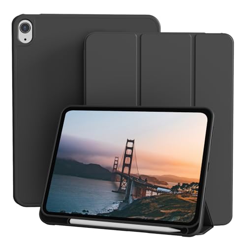 KVTVOU Schutzhülle für iPad (A16) 11. / 10. Generation (11/10,9 Zoll, 2025/2022) mit Stifthalter, schlanker dreifach faltbarer Ständer, Smart Cover & weiche TPU-Rückseite, automatische Wake von KVTVOU