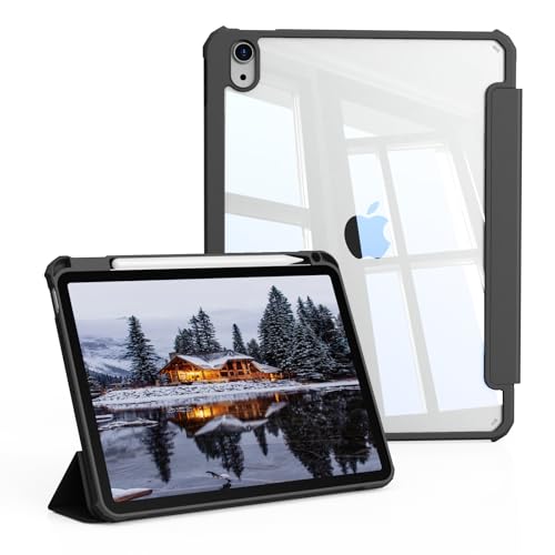 KVTVOU Schutzhülle für iPad (A16) 11. / 10. Generation (2025/2022) mit Stifthalter, harte klare transparente Rückseite und weiche TPU-Stoßschutz-Rahmenabdeckung, automatische Sleep/Wake-Funktion von KVTVOU