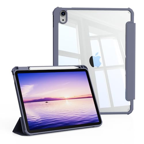 KVTVOU Schutzhülle für iPad (A16) 11. / 10. Generation (2025/2022) mit Stifthalter, harte transparente Rückseite, weiche TPU-Rahmenabdeckung, automatische Sleep/Wake-Funktion, unterstützt Touch-ID von KVTVOU