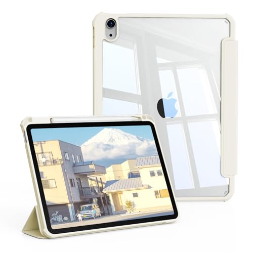 KVTVOU Schutzhülle für iPad (A16) 11. / 10. Generation (2025/2022) mit Stifthalter, harte transparente Rückseite und weiche TPU-Stoßfeste Rahmenabdeckung, automatischer Schlaf-/Wachmodus und von KVTVOU