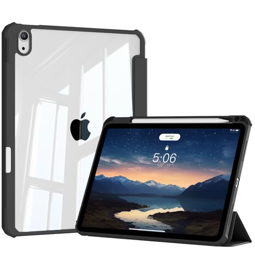 KVTVOU Schutzhülle für iPad Air 11 Zoll (2025/2024, M3/M2), iPad Air 5. / 4. Generation 10,9 Zoll (2022/2020) mit Stifthalter, harte klare transparente Rückseite & weiche TPU-Rahmenabdeckung, Auto von KVTVOU