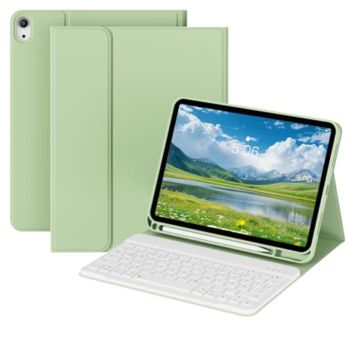 KVTVOU Tastatur Hülle für iPad 10. Generation mit Schwarz Tastatur New (Matcha Grün) von KVTVOU