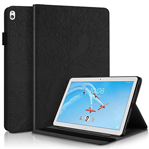 KW-LINK Hülle Lenovo Tab M10 HD/Tab P10 (TB-X605F/X505F) 10.1" Tablet,Ultra Flacher Anti-Drop Stand Hard Shell Smart Cover - Lebensbaum Schwarz von KW-LINK