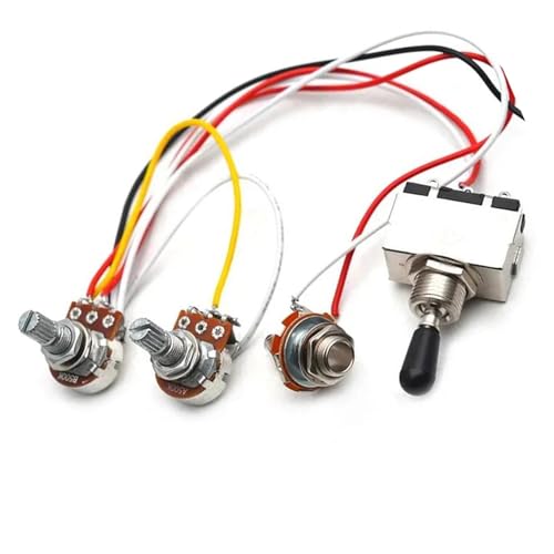 Professioneller Gitarrenkabelbaum 3-Wege-Kippschalter + 500K-Potentiometer + Kabelbaum für LP-Gitarren mit zwei Tonabnehmern. Erhältlich in drei Farben.(Black) von KWETVSH