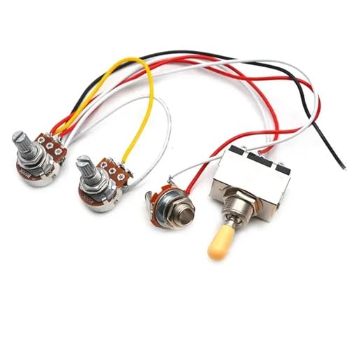 Professioneller Gitarrenkabelbaum 3-Wege-Kippschalter + 500K-Potentiometer + Kabelbaum für LP-Gitarren mit zwei Tonabnehmern. Erhältlich in drei Farben.(Yellow) von KWETVSH