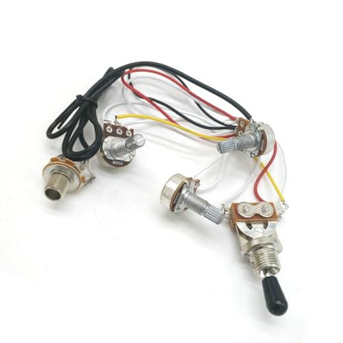 Professioneller Gitarrenkabelbaum Vorverdrahteter Kabelbaum mit 3-Positionen-Kippschalter 1V2T1J500K Potentiometer Lautstärkeregler 6.35-Buchse für LP-Gitarre Professioneller Gitarrenkabelbaum Vorverdrahteter Kabelbaum mit 3-Positionen-Kippschalter 1V2T1J500K Potentiometer Lautstärkeregler 6.35-Buchse für LP-Gitarre von KWETVSH