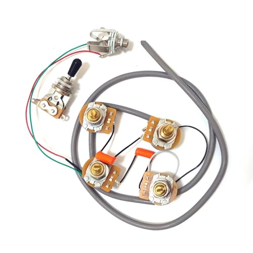 Professioneller Gitarrenkabelbaum Vorverdrahtetes Kabelbaum-Kit mit 4-teiligen Potentiometern mit langem Schaft für LP SG-Gitarrenzubehör Professioneller Gitarrenkabelbaum Vorverdrahtetes Kabelbaum-Kit mit 4-teiligen Potentiometern mit langem Schaft für LP SG-Gitarrenzubehör von KWETVSH