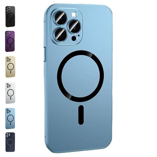 KWHEUKJL Superideamall Super Idea Mall Phone Case, Magnetic Charging Anti-Collision Matte Protective Case, Snap Frame Phone Case, for iPhone 15 14 13 Pro Max Snap Frame Phone Cas (12promax,Blue) von KWHEUKJL