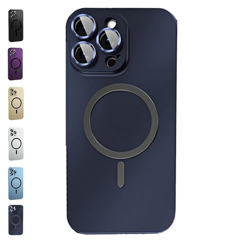 KWHEUKJL Superideamall Super Idea Mall Phone Case, Magnetic Charging Anti-Collision Matte Protective Case, Snap Frame Phone Case, for iPhone 15 14 13 Pro Max Snap Frame Phone Cas (12promax,Dark Blue) von KWHEUKJL