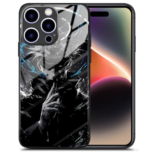 KWHKLST Satoru_Gojo JJK Exklusive Anime-Schutzhülle für iPhone 15 Pro Max, glänzend, aus gehärtetem Glas, Schwarz KWHKLST Satoru_Gojo JJK Exklusive Anime-Schutzhülle für iPhone 15 Pro Max, glänzend, aus gehärtetem Glas, Schwarz von KWHKLST