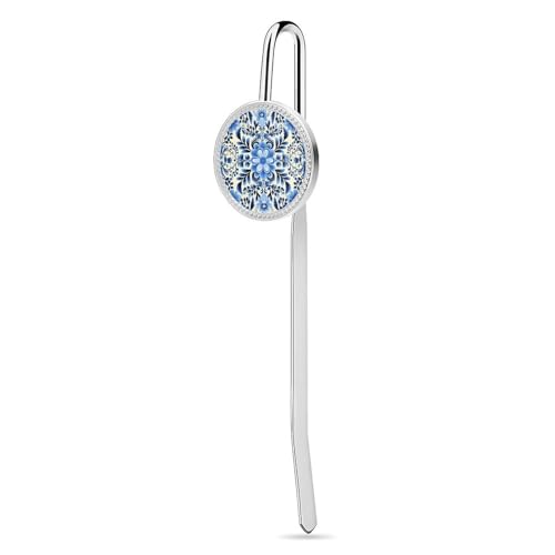 Blaues Folk-Art-Lesezeichen zum Lesen, elegantes, rostfreies Buchzubehör, langlebige Seitenmarkierungen für Frauen und Männer, Geschenke für Buchliebhaber, 3 cm von KWQDOZF
