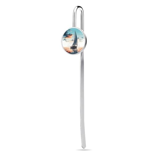 Blaues Segelboot-Lesezeichen zum Lesen, elegantes, rostfreies Buchzubehör, langlebige Seitenmarkierungen für Frauen und Männer, Geschenke für Buchliebhaber, 2,5 cm von KWQDOZF