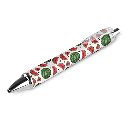 KWQDOZF Druckkugelschreiber mit Wassermelonenmuster, tragbarer Kugelschreiber mit schwarzer Tinte, Arbeitsstifte für Bürobedarf von KWQDOZF