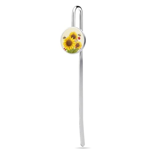 Lesezeichen aus Edelstahl, Metall, Bienen, Sonnenblumen, Gänseblümchen, Rosen, Blumen, personalisierte Lesezeichen, lustige Lesezeichen, Haken, Buchklammer, Lesezubehör für Leseratten, Buchkameraden, von KWQDOZF