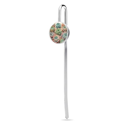 Lesezeichen aus Edelstahl und Metall, Aquarell, Sukkulente, Blume, personalisierte Lesezeichen, lustige Lesezeichen, Haken, Buchklammer, Lesezubehör für Leseratten, Buchkameraden, Buchliebhaber, Gesch von KWQDOZF