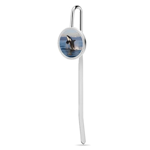 Lesezeichen aus Edelstahl und Metall, Killerwal, personalisierte Lesezeichen, lustige Lesezeichen, Haken, Buchklammer, Lesezubehör für Bücherwürmer, Buchkameraden, Buchliebhaber, Geschenk, 3 cm von KWQDOZF